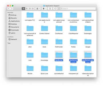 Application Support folder contents