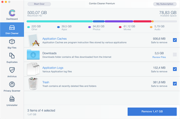 Combo Cleaner – the Disk Cleaner feature