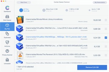 Big Files Finder feature