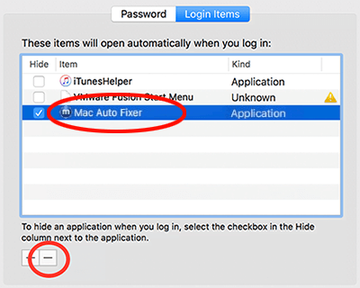 Troublemaking entry under Login Items